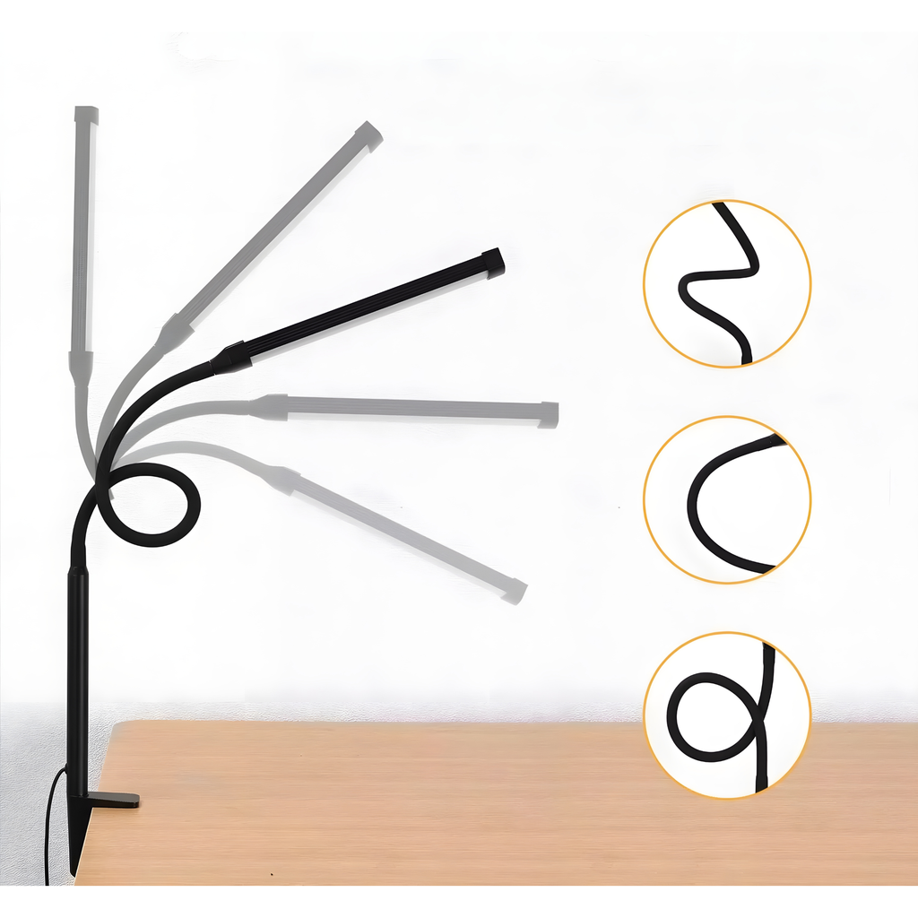 Lampada OptiBright - Luce da scrivania flessibile e amica degli occhi con morsetto