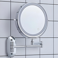 Specchio Ingigantente a LED Ricaricabile in Argento Cromato per Trucco e Bagno