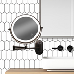 Specchio ingrandente LED ricaricabile nero per trucco e bagno