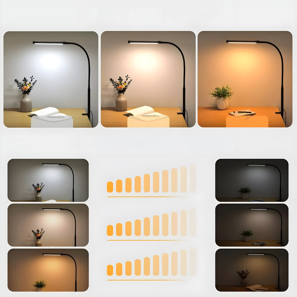 Lampada OptiBright - Luce da scrivania flessibile e amica degli occhi con morsetto