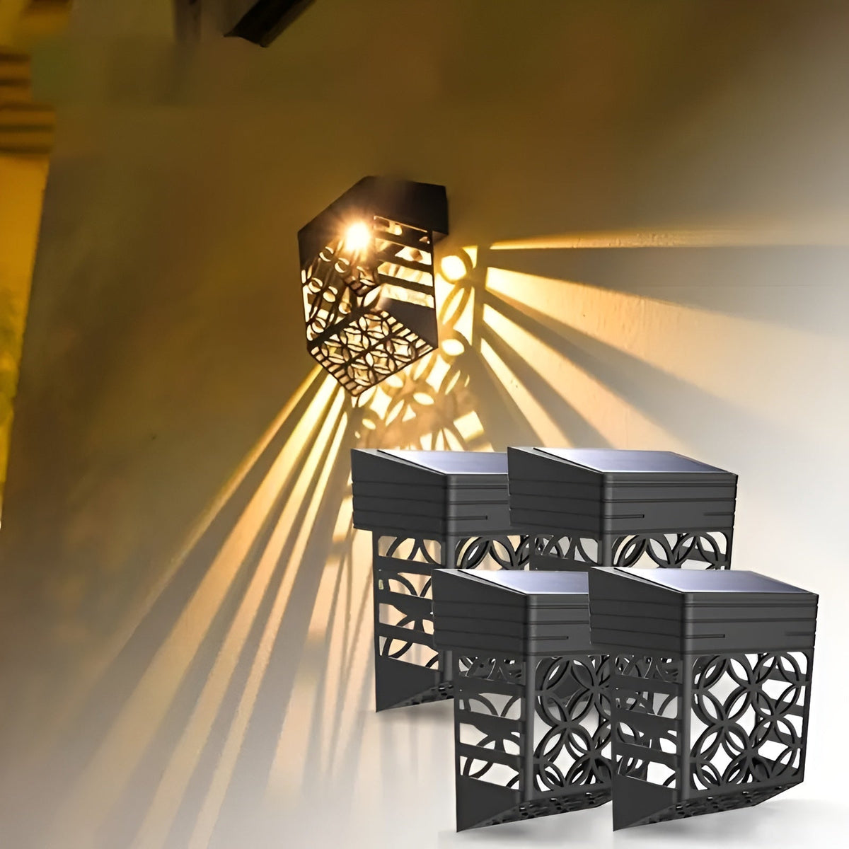 Lampade da esterno solari – | Set da 2/4 pezzi con motivo forato per un'illuminazione d'atmosfera in giardino