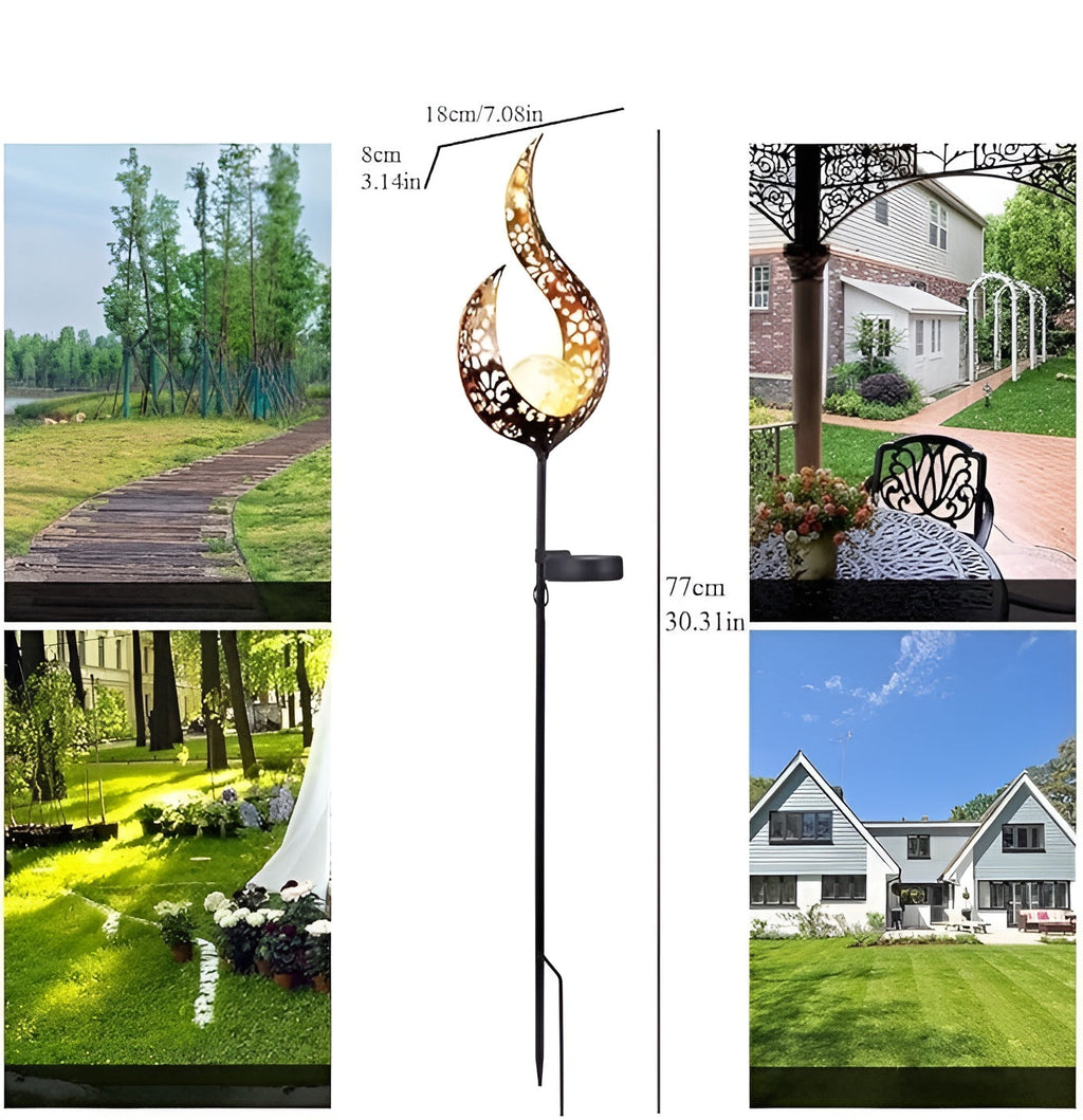 Lampada da giardino solare in metallo – Luce LED calda | Decorativa per terrazza e giardino