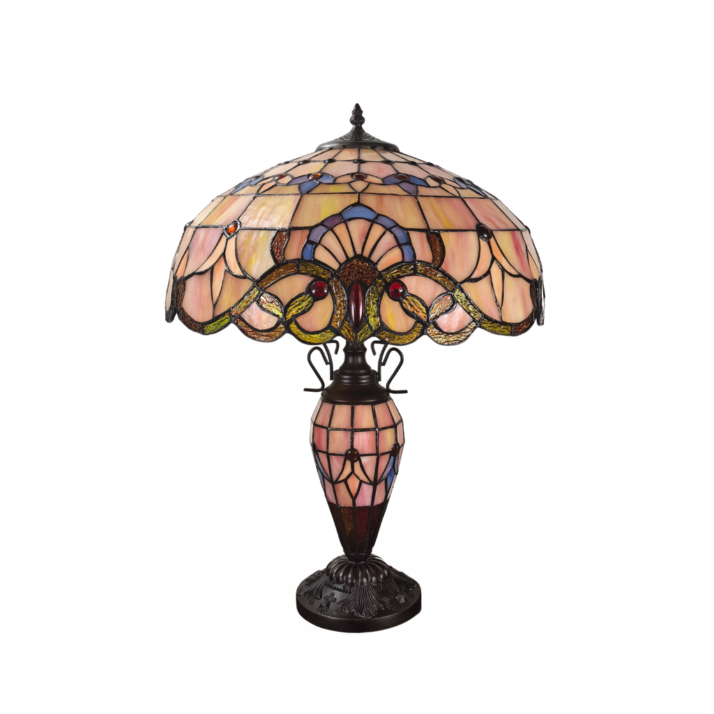 Lampada da Tavolo Tiffany Minster Cradley Doppia Illuminazione 18"
