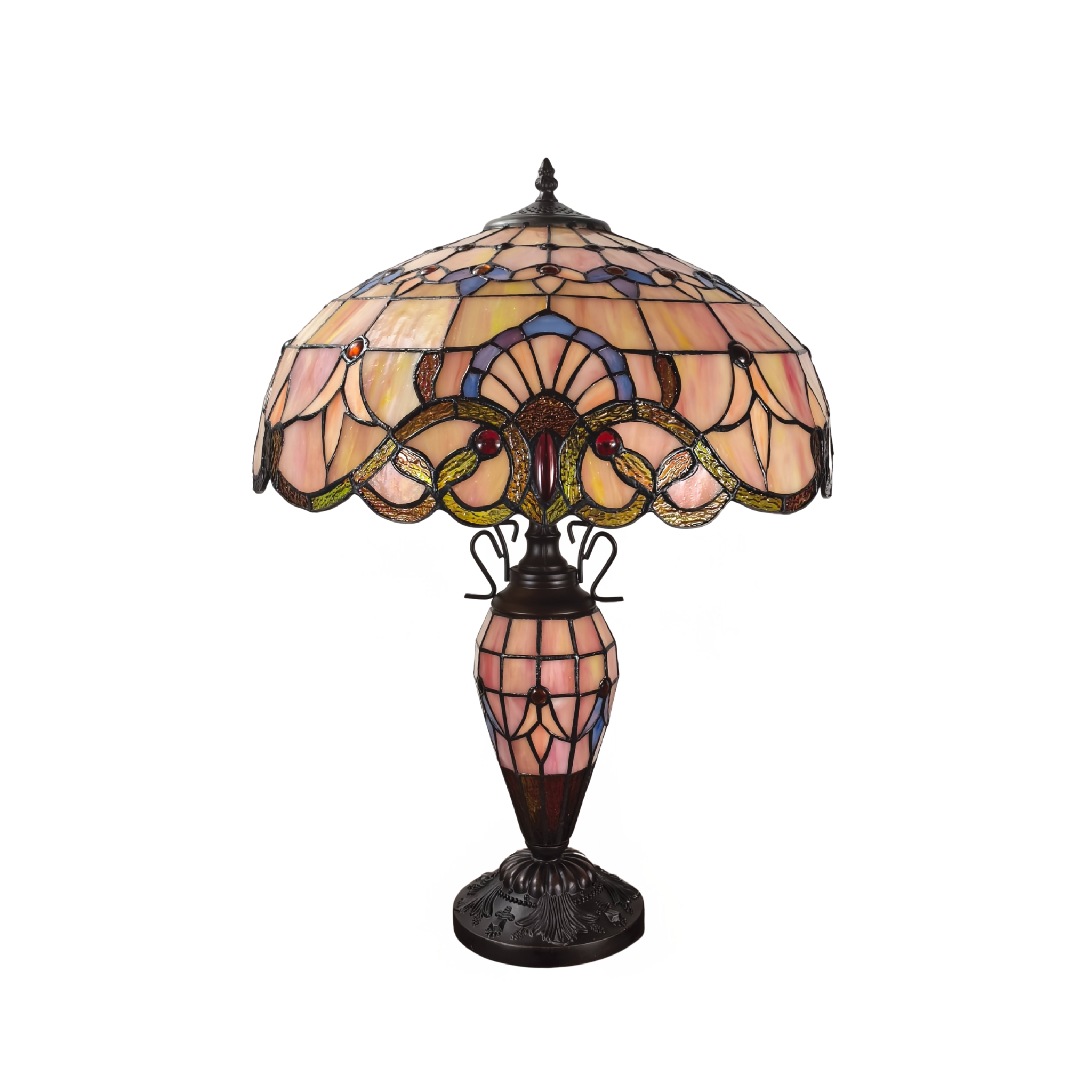 Lampada da Tavolo Tiffany Minster Cradley Doppia Illuminazione 18"