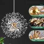 Lampadario LED con sfere di cristallo – Effetto Dente di Leone scintillante | Illuminazione elegante per soggiorno e sala da pranzo