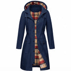 Giacca da Donna Impermeabile con Cappuccio – Impermeabile con Fodera in Pile a Quadri