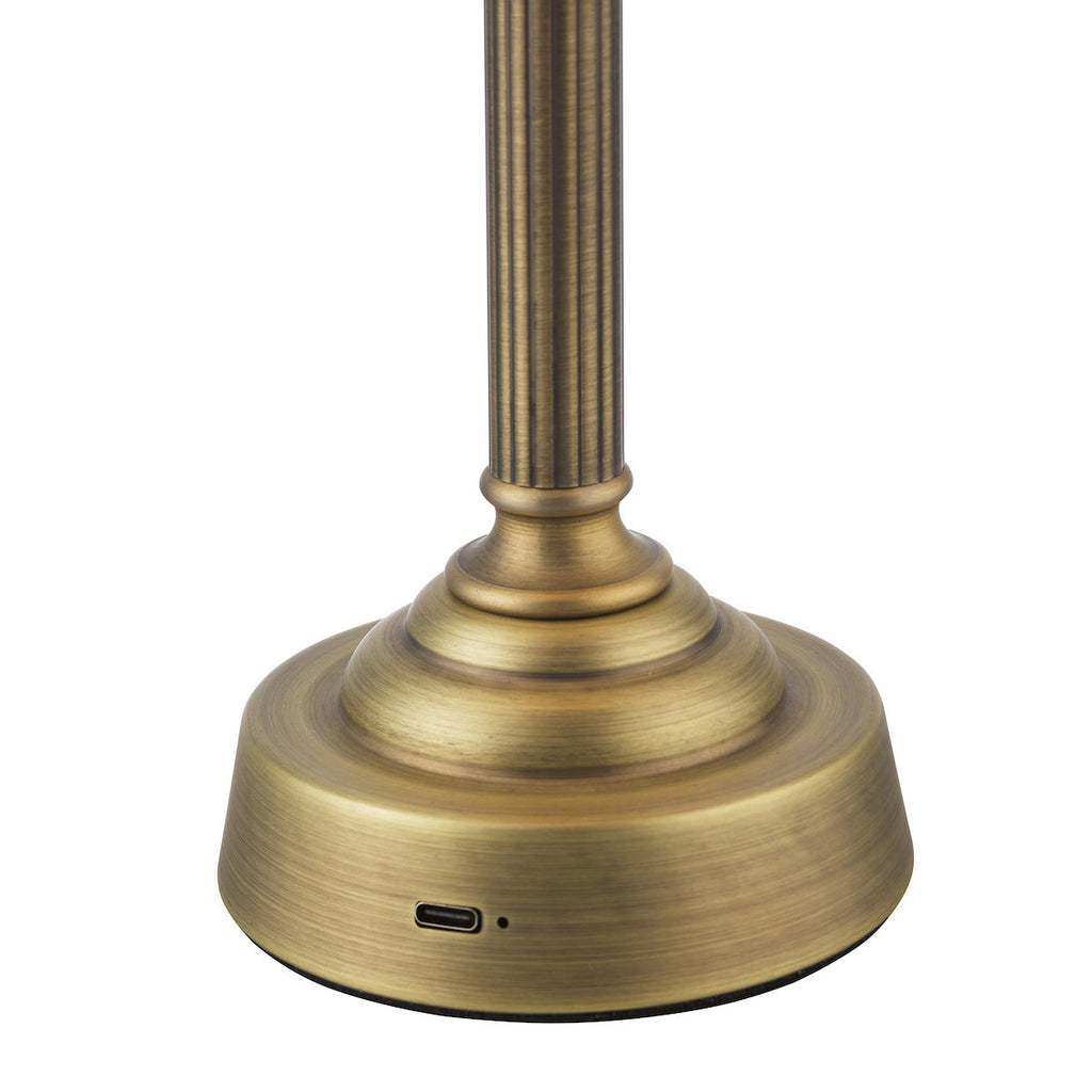 Lampada da Tavolo Ricaricabile LED Dar Virgil Base in Ottone Anticato Opaco