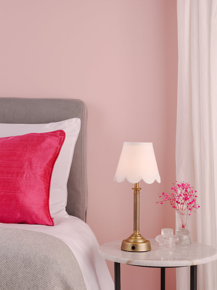Lampada da Tavolo Ricaricabile LED Dar Virgil Base in Ottone Anticato Opaco
