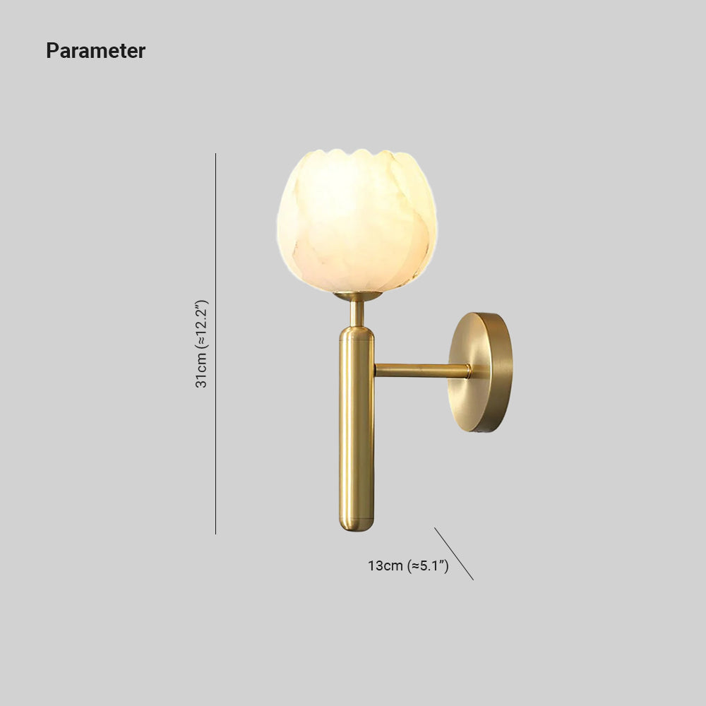 Lampada da Parete Ralin in Alabastro con Fiori