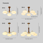 Lampadario in Ottone, Legno e Vetro Candy