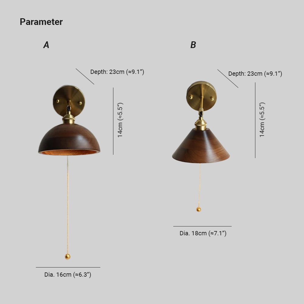 Eira Vintage Lampada da Parete con Interruttore a Catena