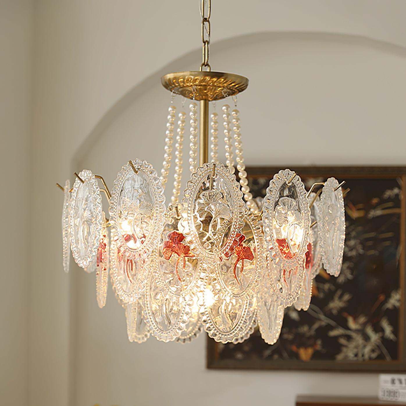 Lampadario Havin con perle lucenti