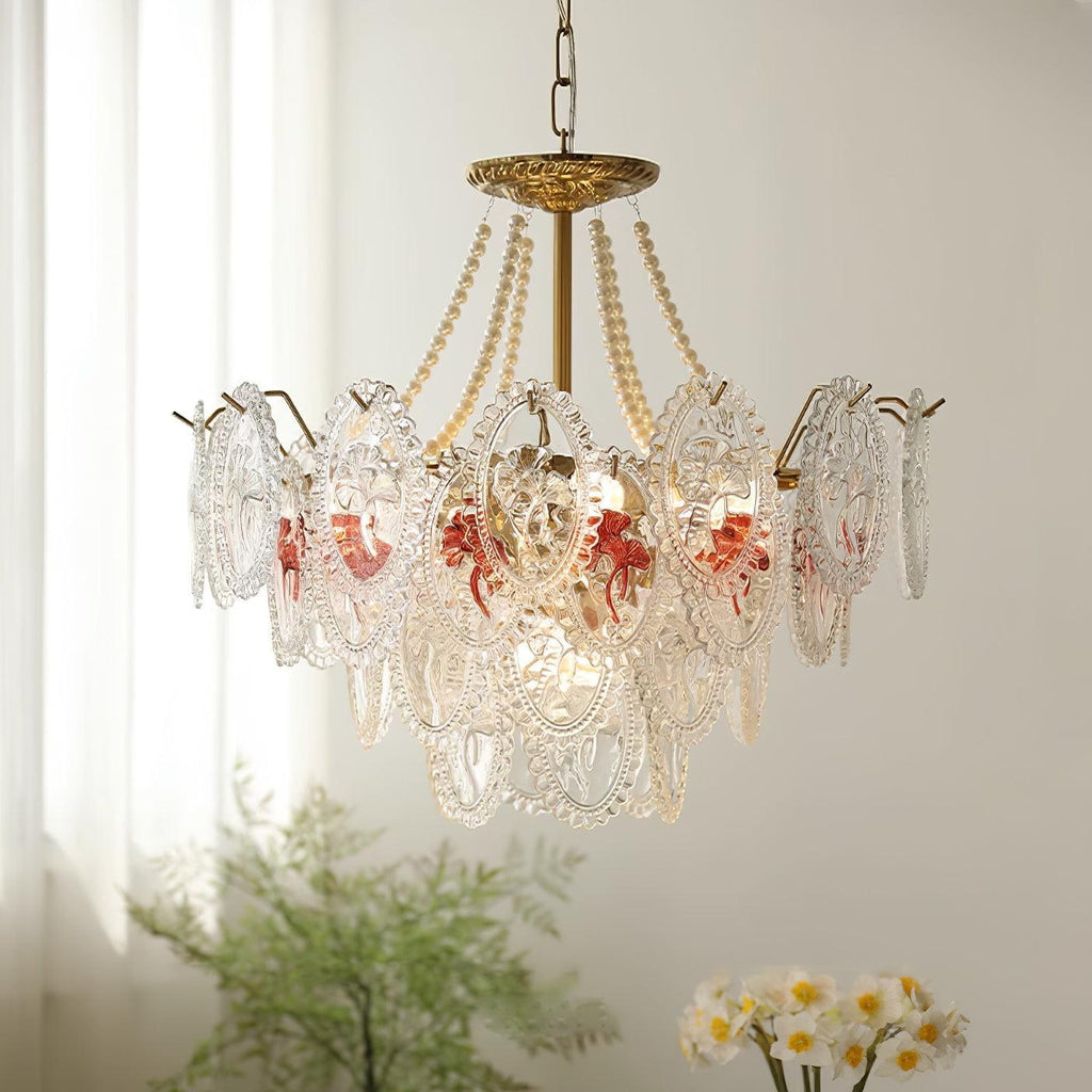 Lampadario Havin con perle lucenti