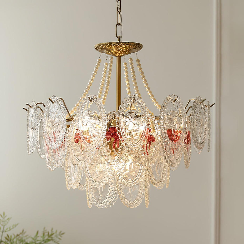 Lampadario Havin con perle lucenti