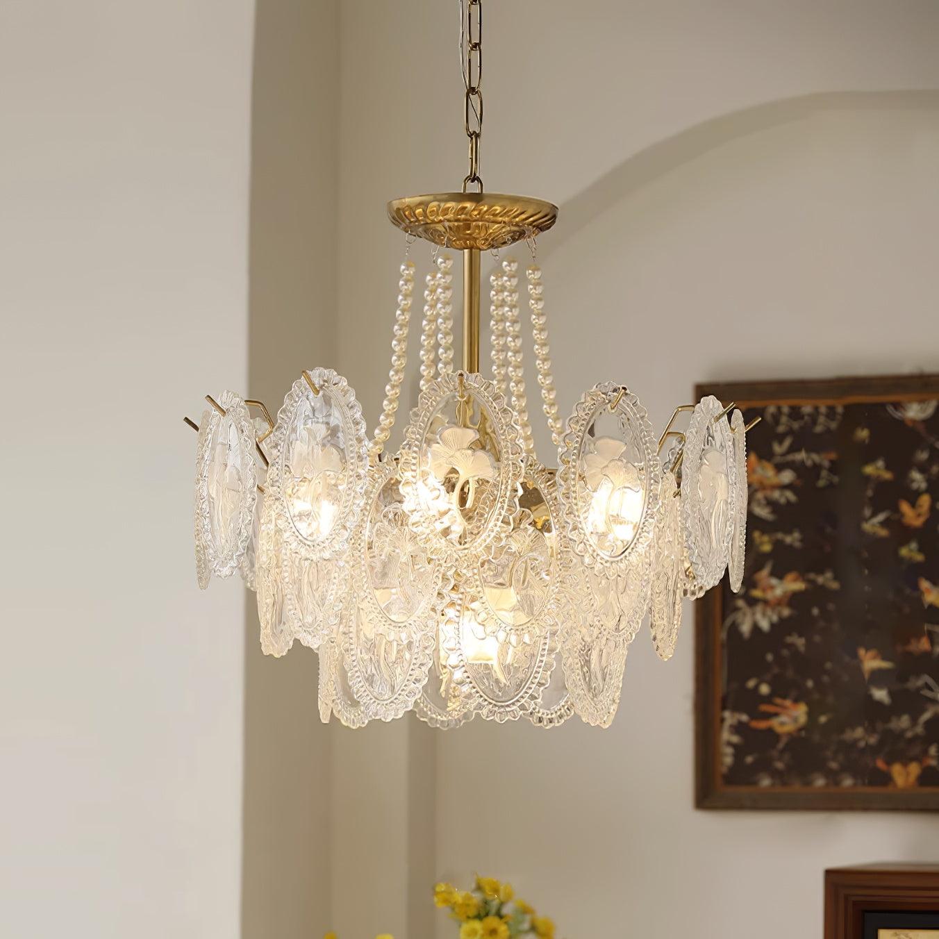 Lampadario Havin con perle lucenti