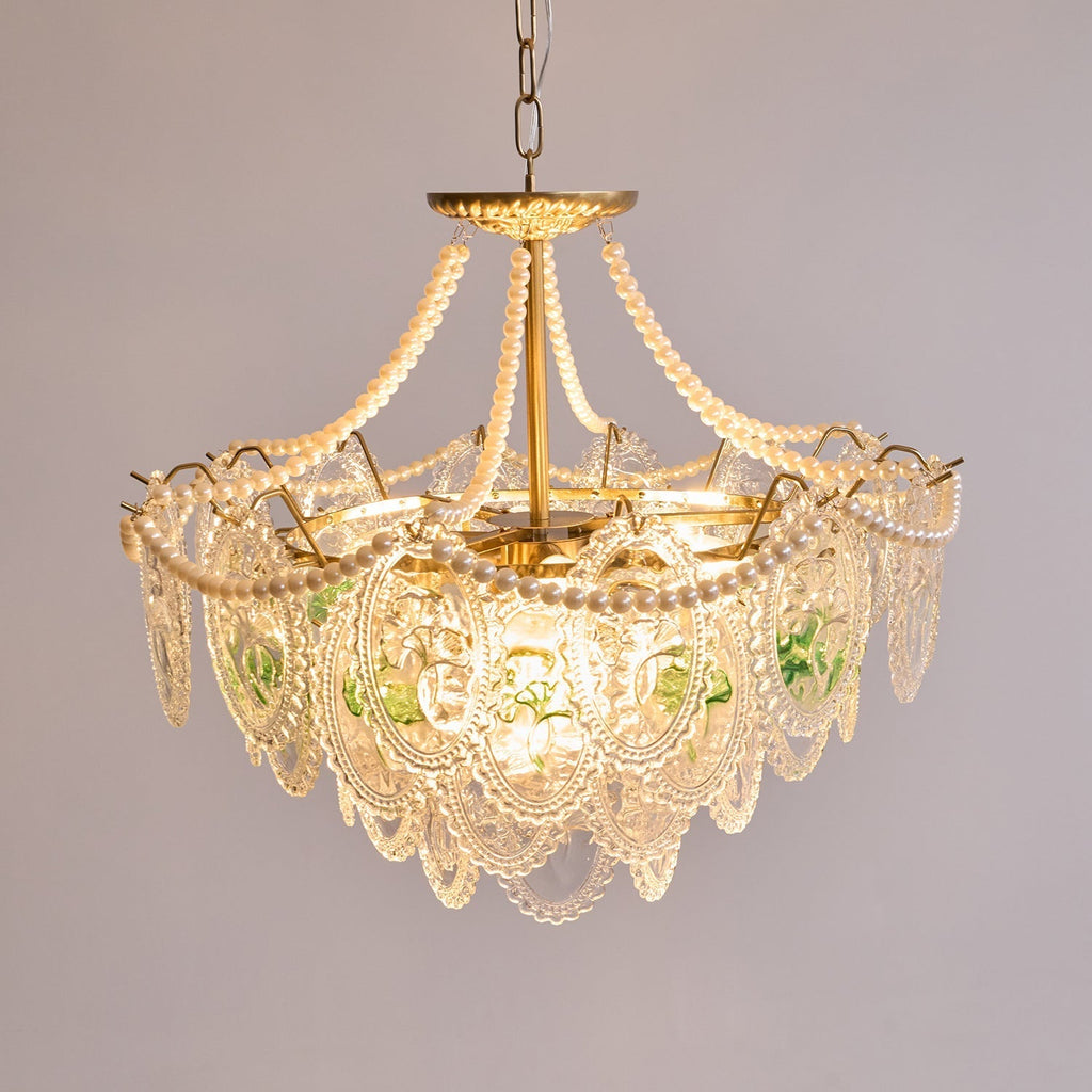 Lampadario Havin con perle lucenti