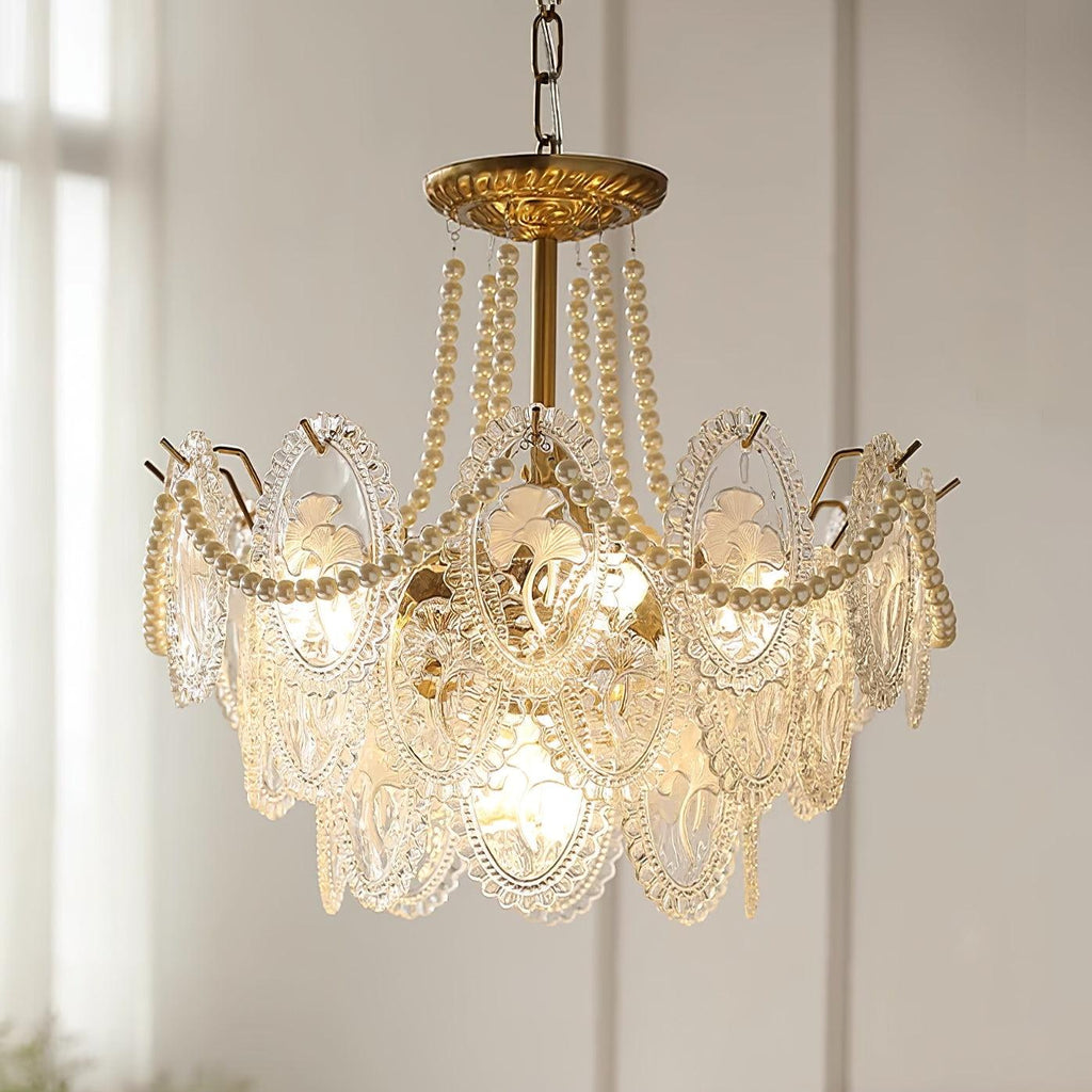 Lampadario Havin con perle lucenti