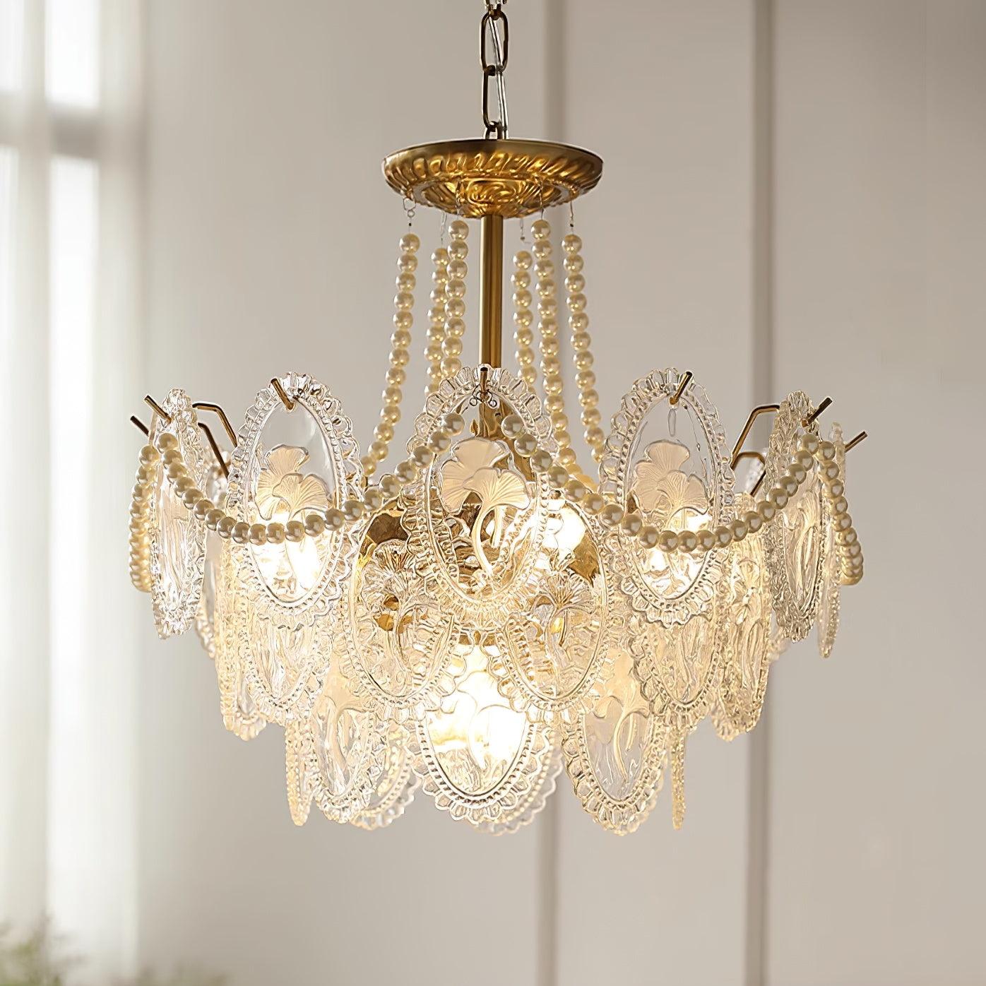 Lampadario Havin con perle lucenti