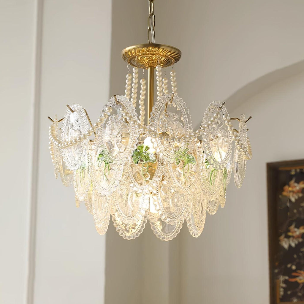 Lampadario Havin con perle lucenti