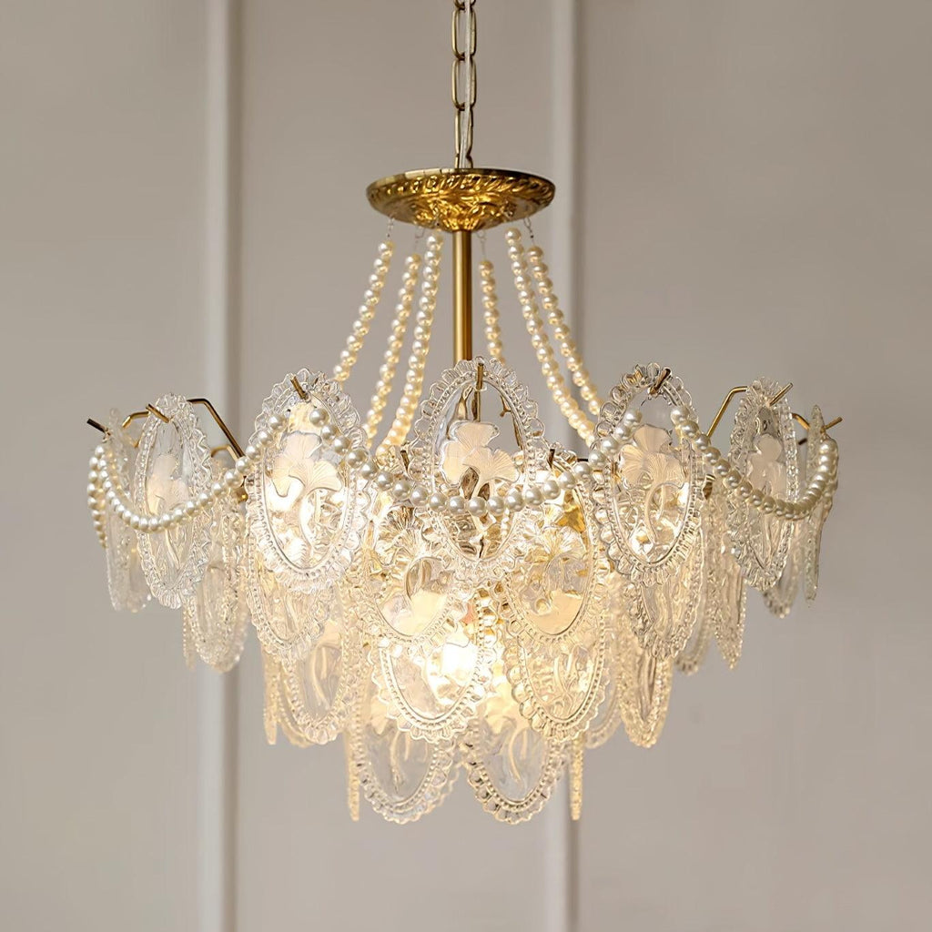 Lampadario Havin con perle lucenti