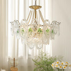 Lampadario Havin con perle lucenti