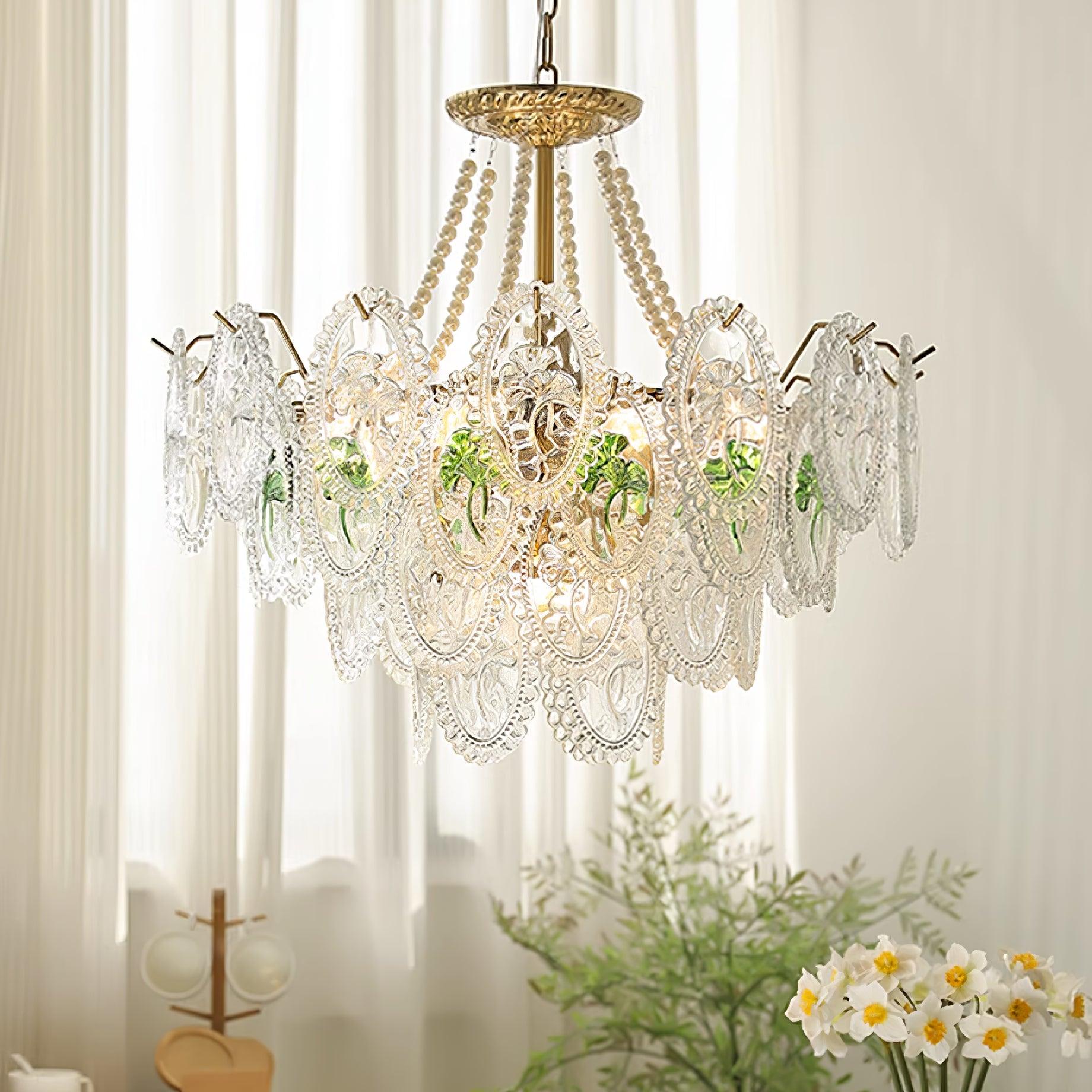 Lampadario Havin con perle lucenti