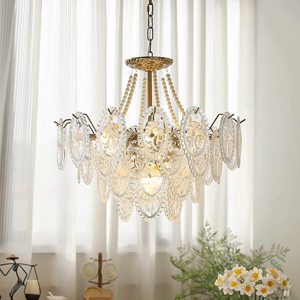 Lampadario Havin con perle lucenti