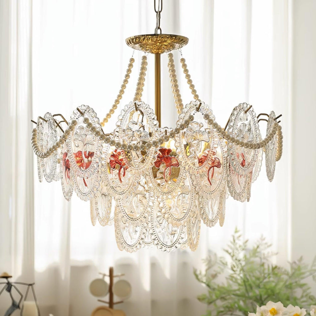 Lampadario Havin con perle lucenti