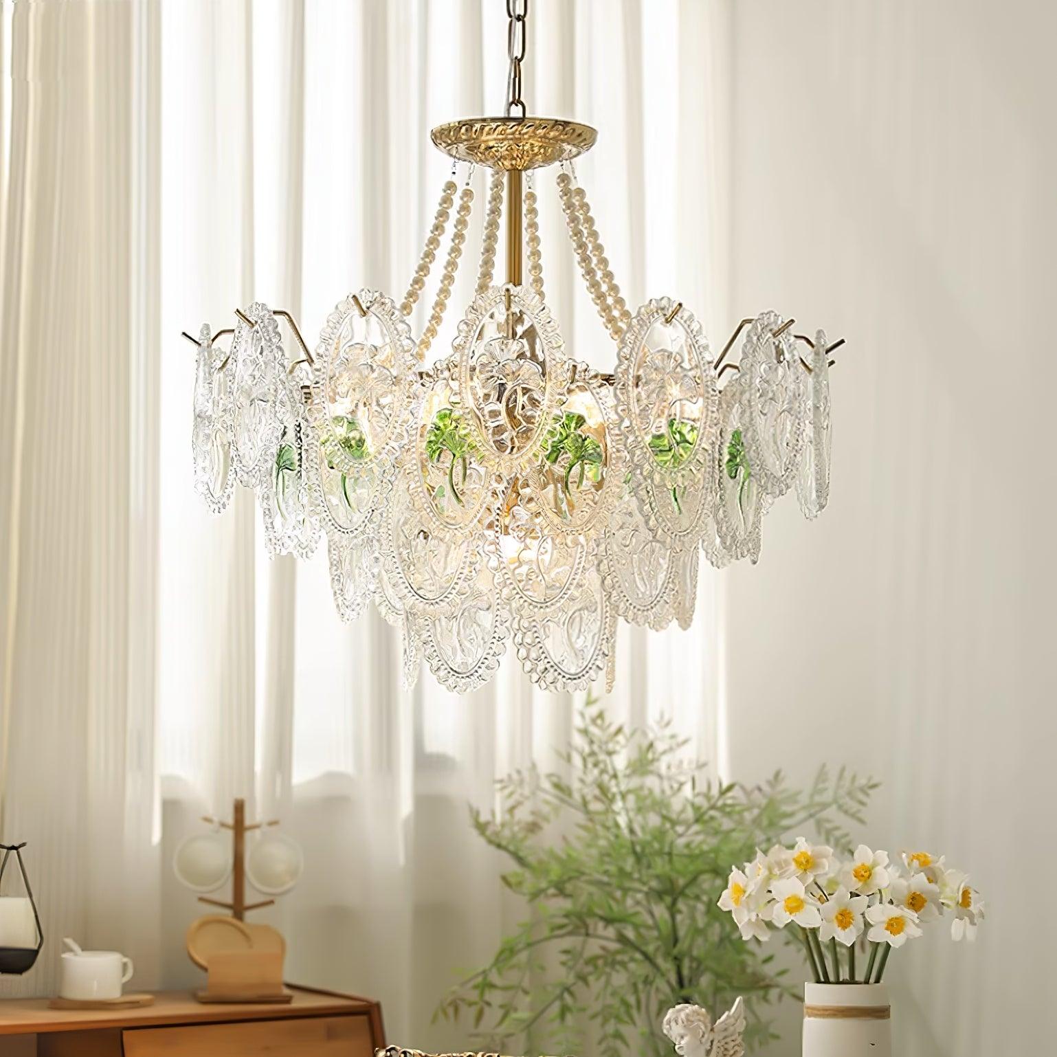Lampadario Havin con perle lucenti