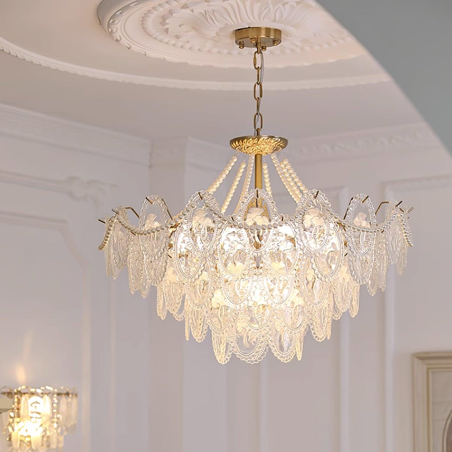 Lampadario Havin con perle lucenti