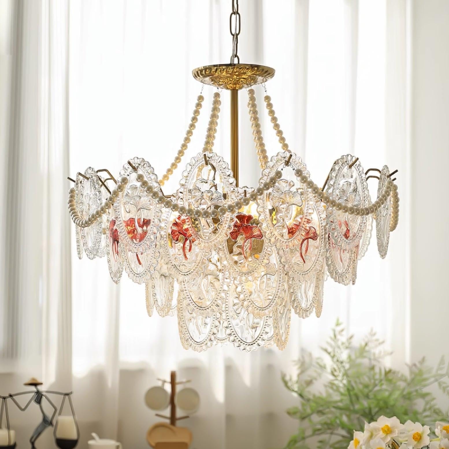 Lampadario Havin con perle lucenti