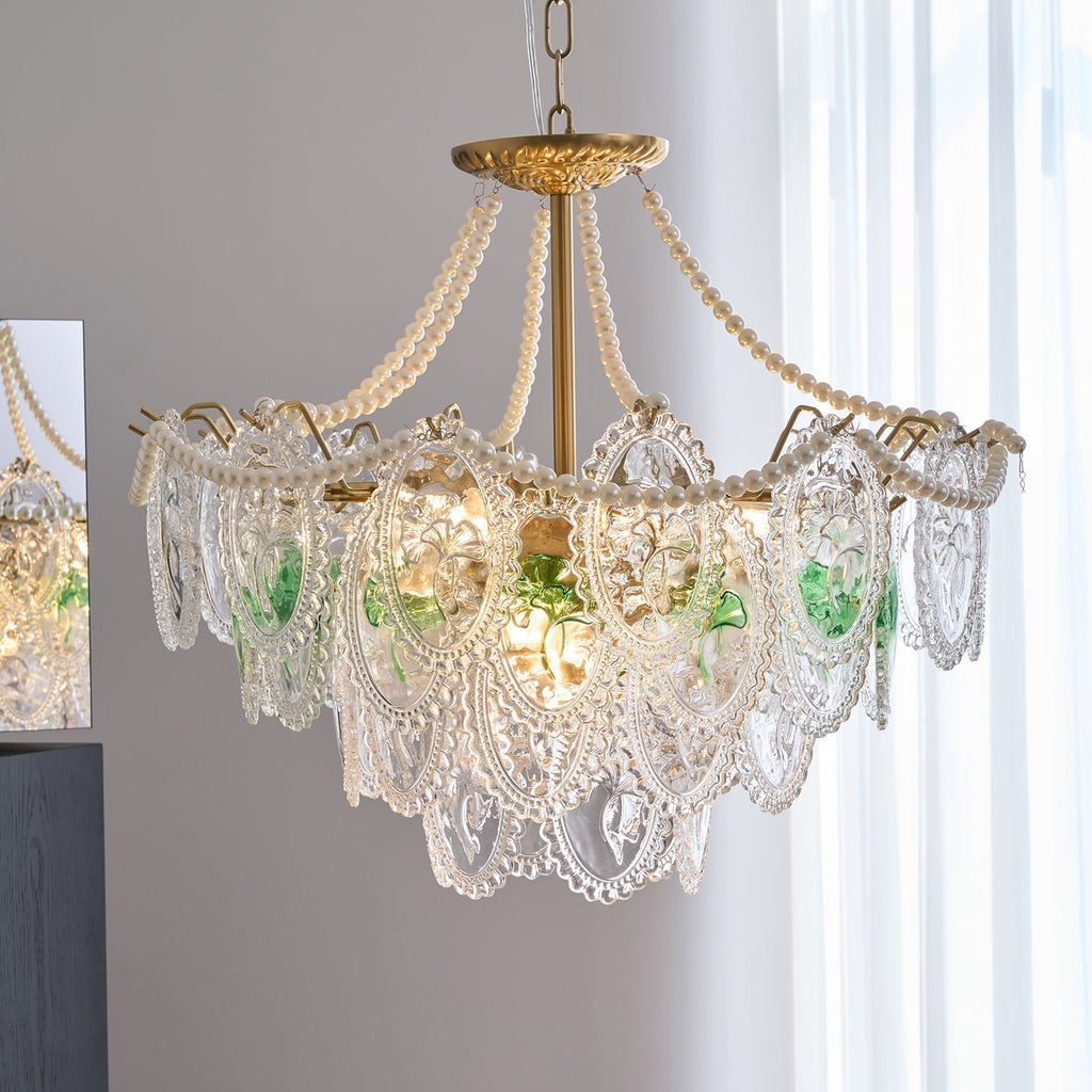 Lampadario Havin con perle lucenti