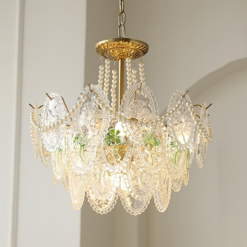 Lampadario Havin con perle lucenti