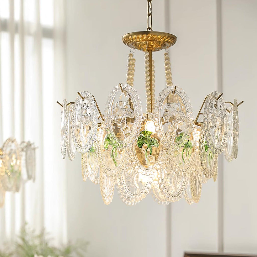 Lampadario Havin con perle lucenti