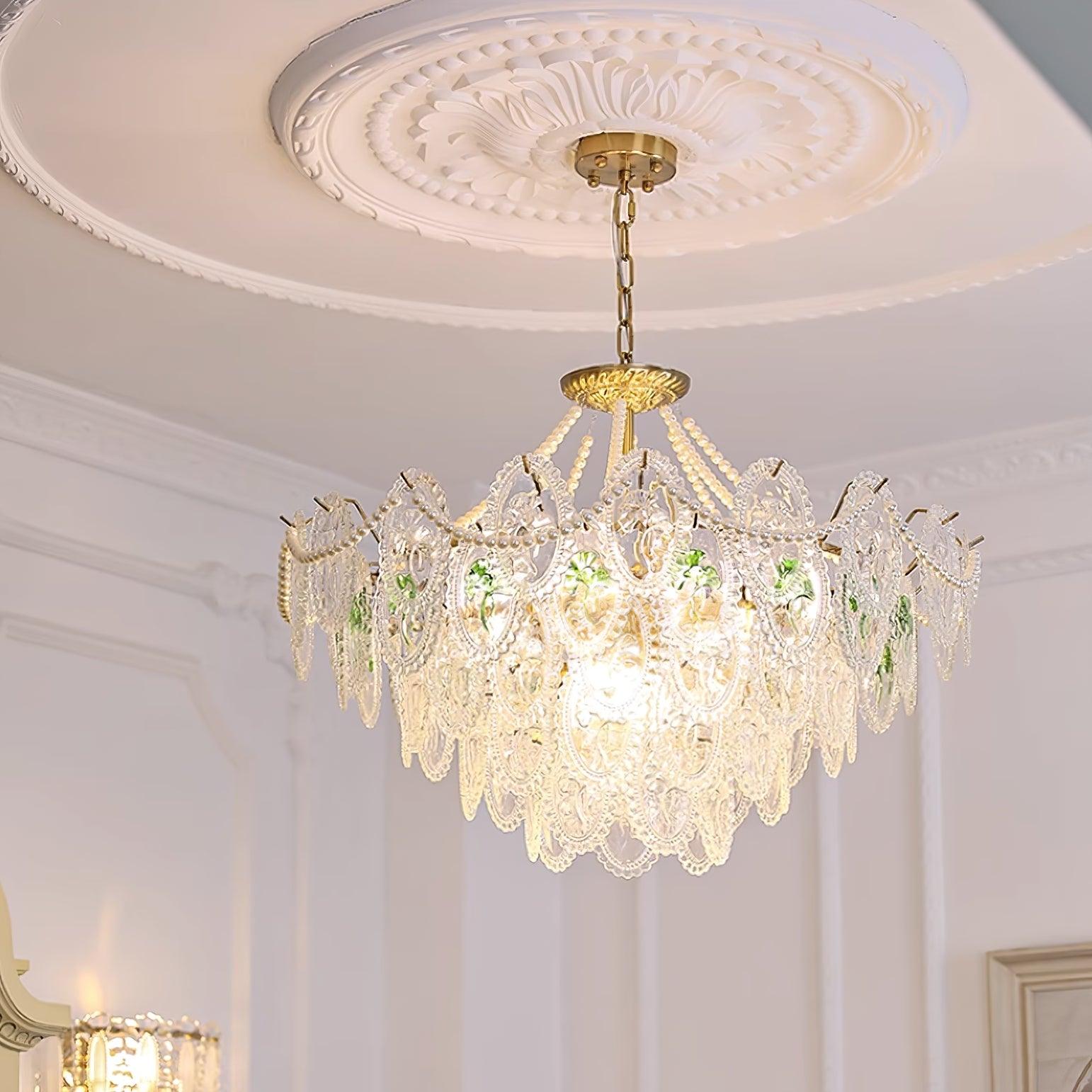 Lampadario Havin con perle lucenti