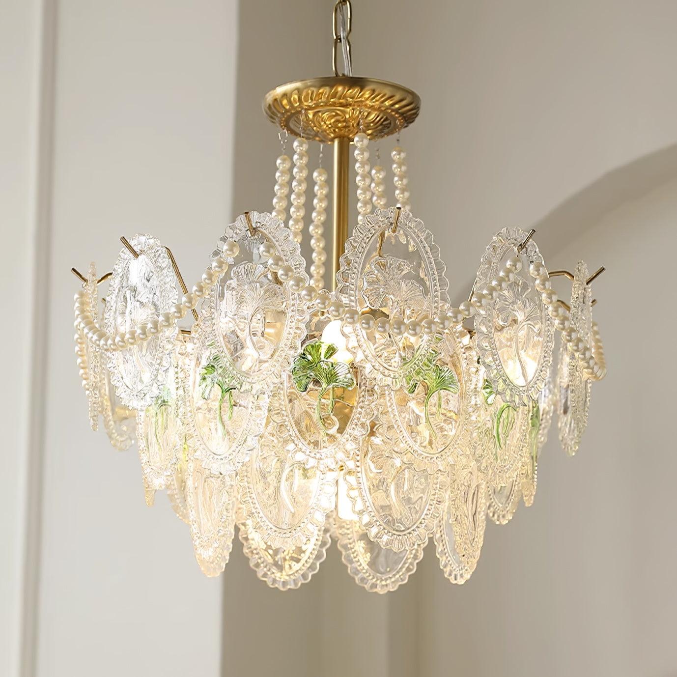 Lampadario Havin con perle lucenti