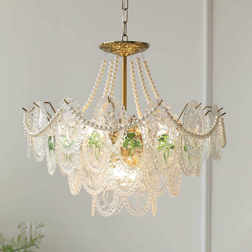 Lampadario Havin con perle lucenti