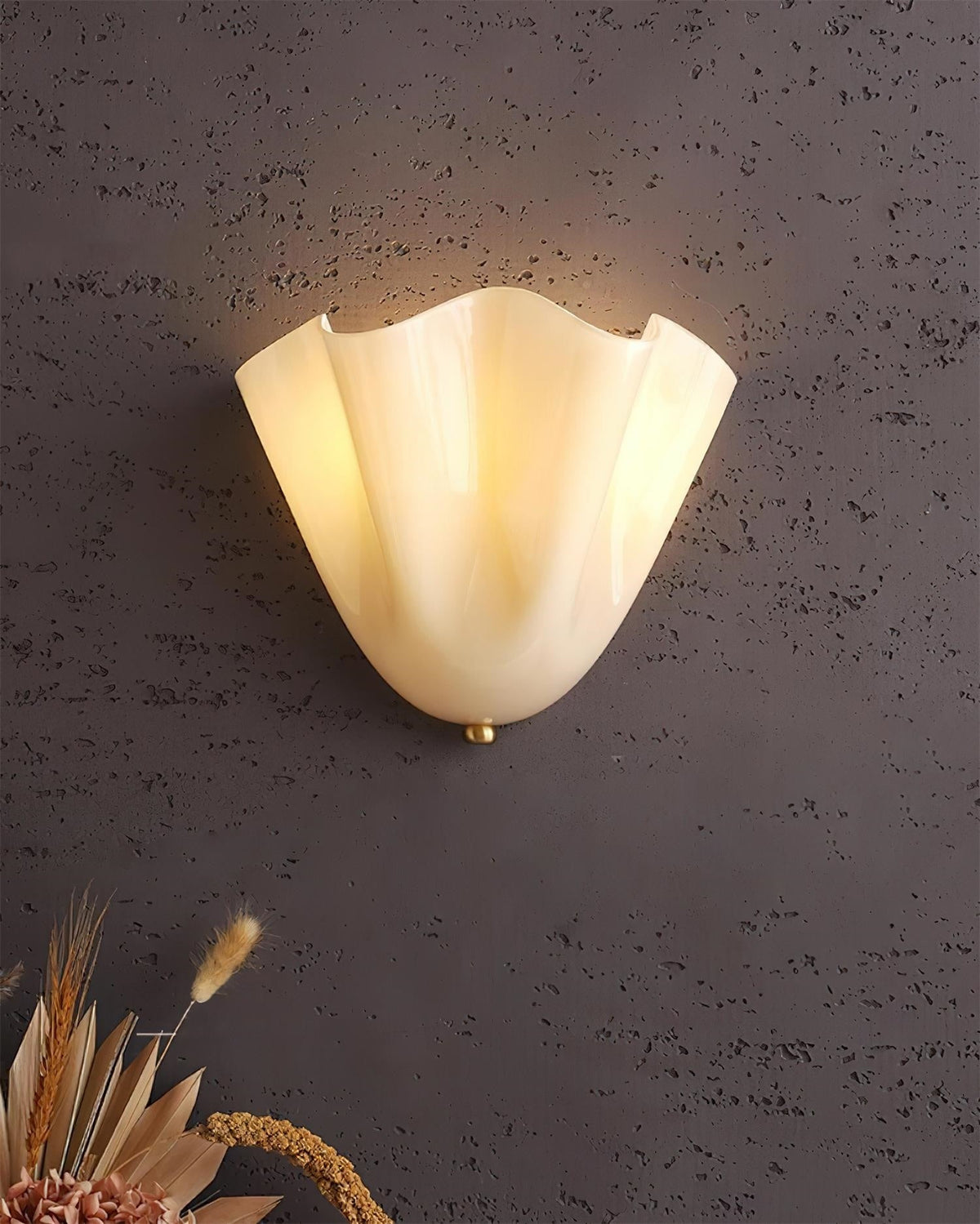 Lampada da Parete in Vetro a Forma di Fiore