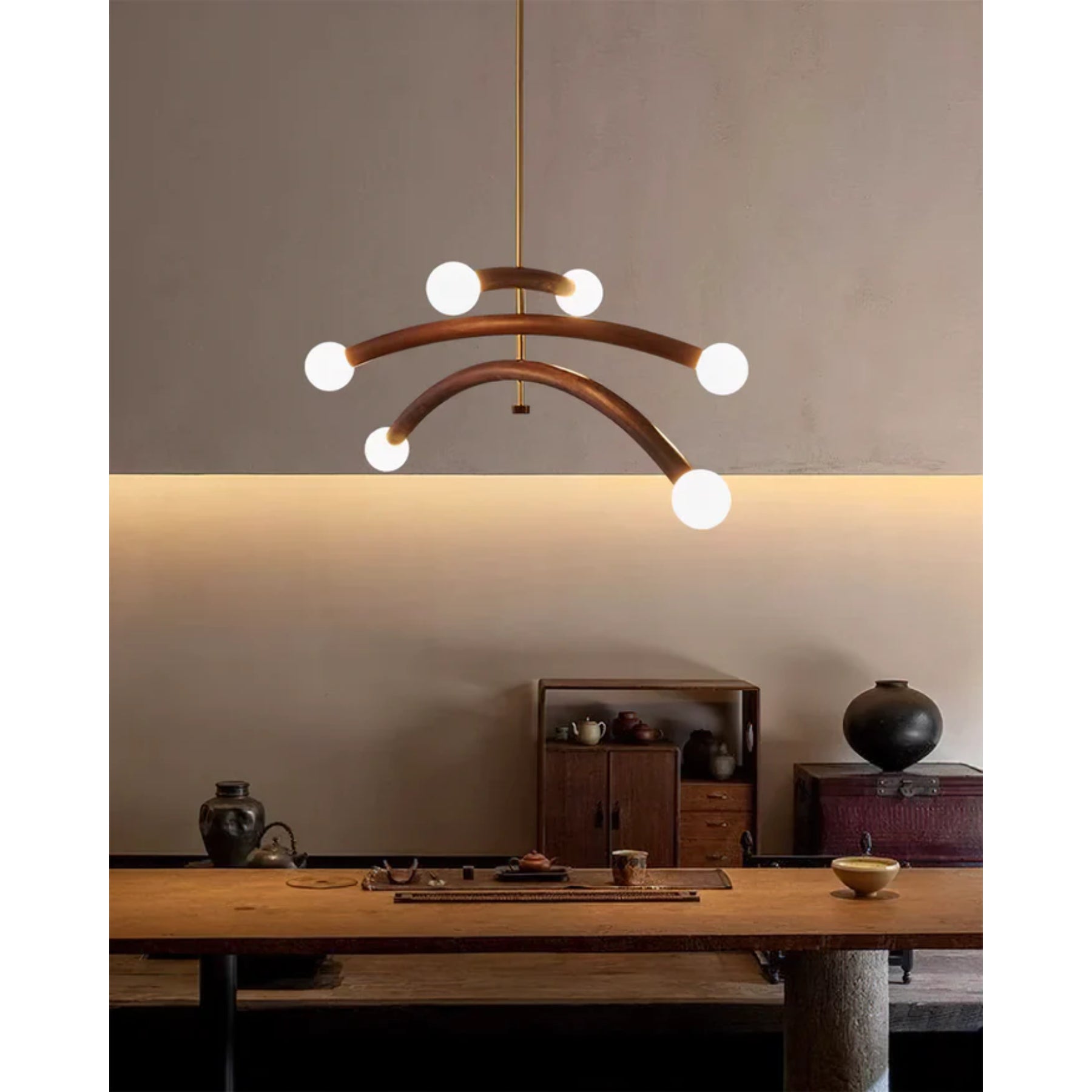 Vetrano Lampadario – Legno – Rame – Ø 50 cm – Design Moderno