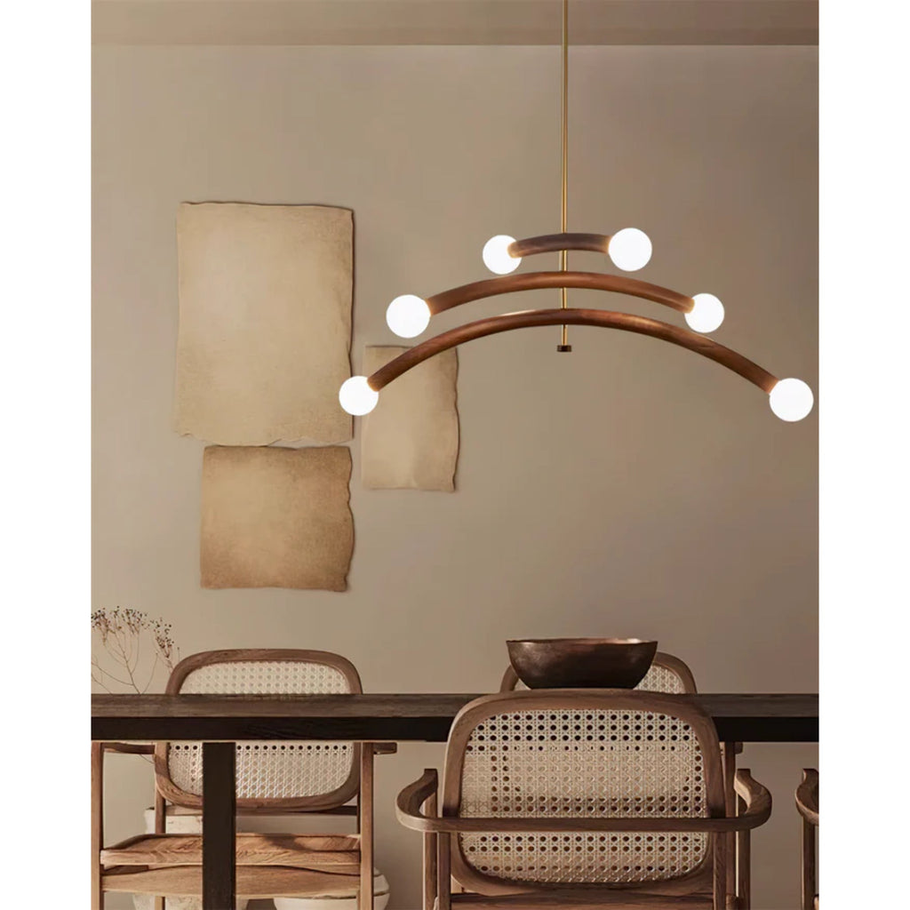 Vetrano Lampadario – Legno – Rame – Ø 50 cm – Design Moderno