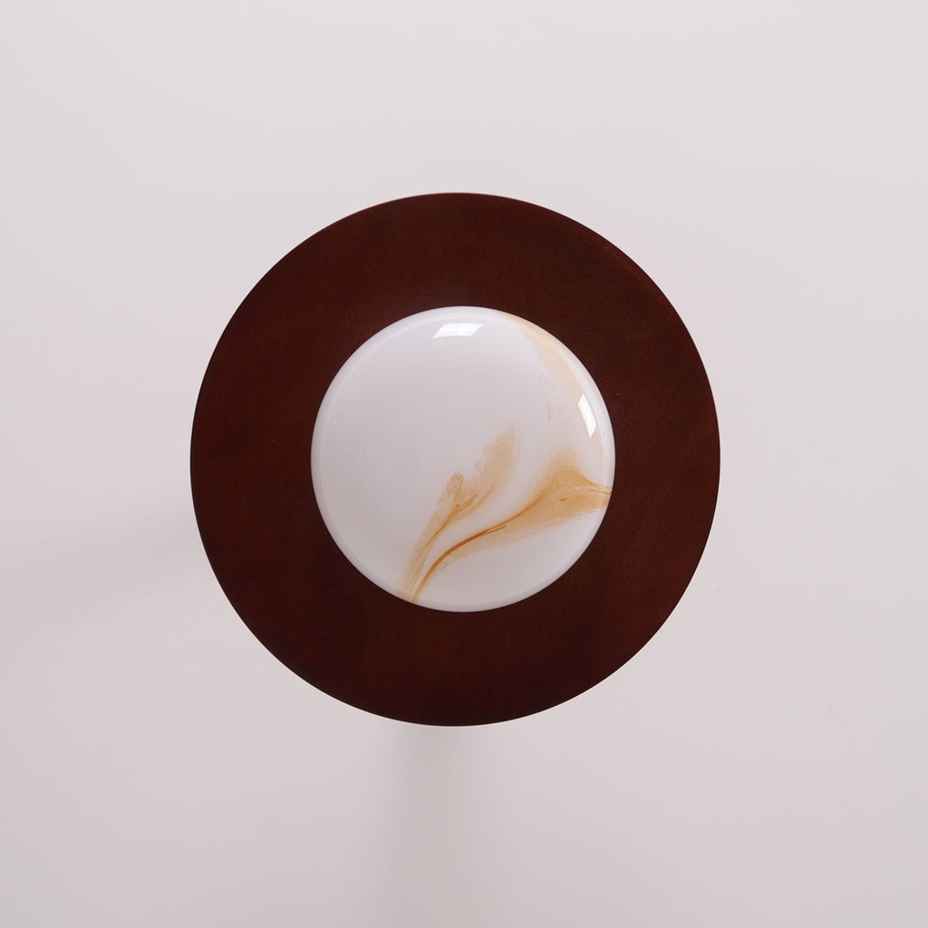 Muto Lampada da Soffitto Colore Noce e Imitazione Alabastro Bianco