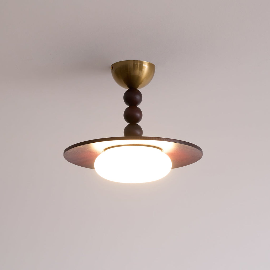 Muto Lampada da Soffitto Colore Noce e Imitazione Alabastro Bianco