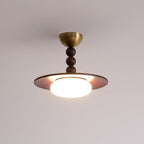 Muto Lampada da Soffitto Colore Noce e Imitazione Alabastro Bianco