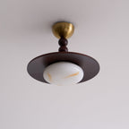 Muto Lampada da Soffitto Colore Noce e Imitazione Alabastro Bianco