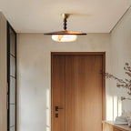 Muto Lampada da Soffitto Colore Noce e Imitazione Alabastro Bianco