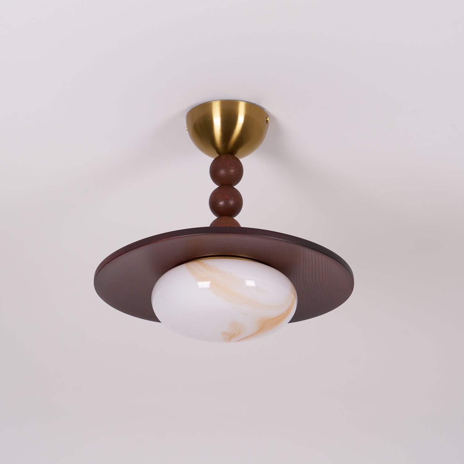 Muto Lampada da Soffitto Colore Noce e Imitazione Alabastro Bianco