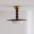 Muto Lampada da Soffitto Colore Noce e Imitazione Alabastro Bianco