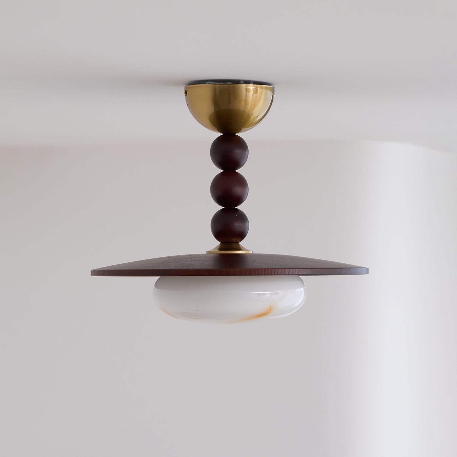 Muto Lampada da Soffitto Colore Noce e Imitazione Alabastro Bianco