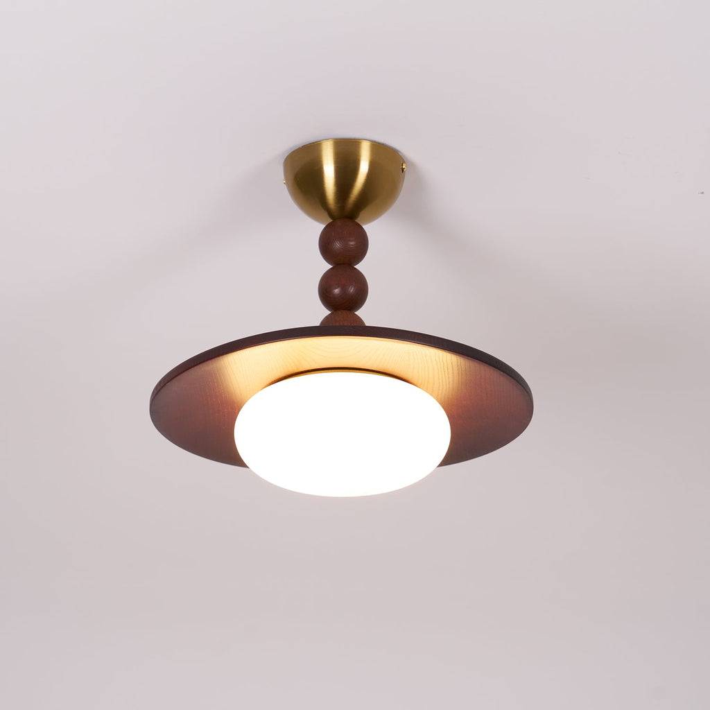 Muto Lampada da Soffitto Colore Noce e Imitazione Alabastro Bianco