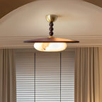 Muto Lampada da Soffitto Colore Noce e Imitazione Alabastro Bianco